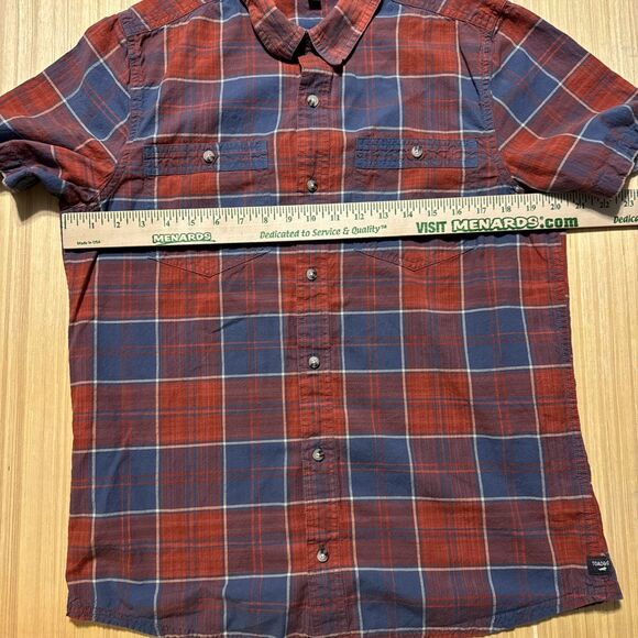 Toad & Co Men’s Medium Plaid Short Sleeve Button Up Casual Shirt BlueRed RN40733 - Picture 6 of 8
